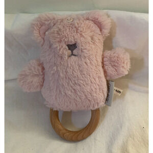 OB DESIGNS Bear Rattle Toy Claire Bear Big Hugs Bear Pink Wood Teether Plush